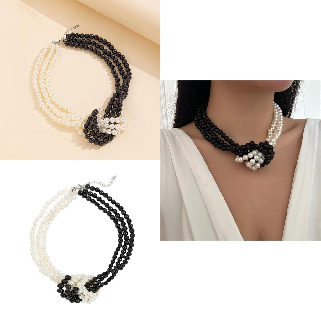Collana di Perle Multistrato per Donna con Design Geometrico Gioielli Artistici Fatti a Mano