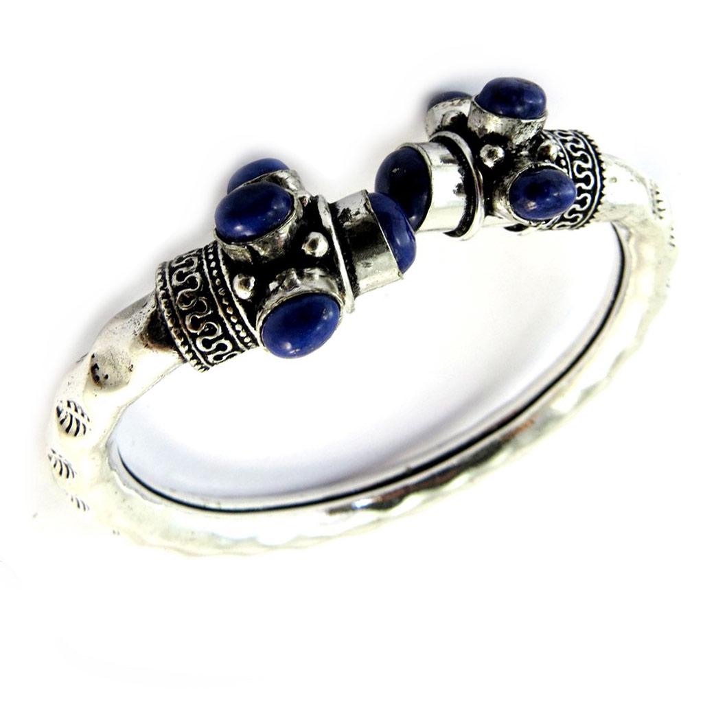 Les Trésors De Lily [N5010] - Bracelet créateur 'Navajos' bleu argenté