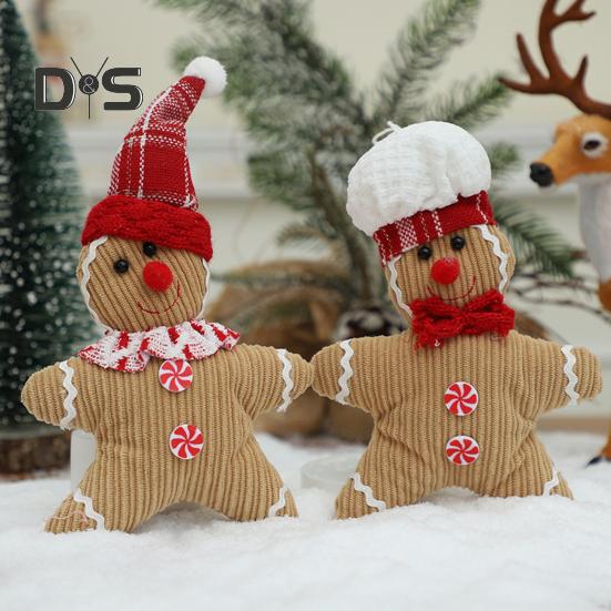 1/2Pcs Christmas Gingerbread Man Doll Plush Stuffed Doll Toy Gingerbread Pendant Christmas Tree Hanging Decorations for Fireplace Display
