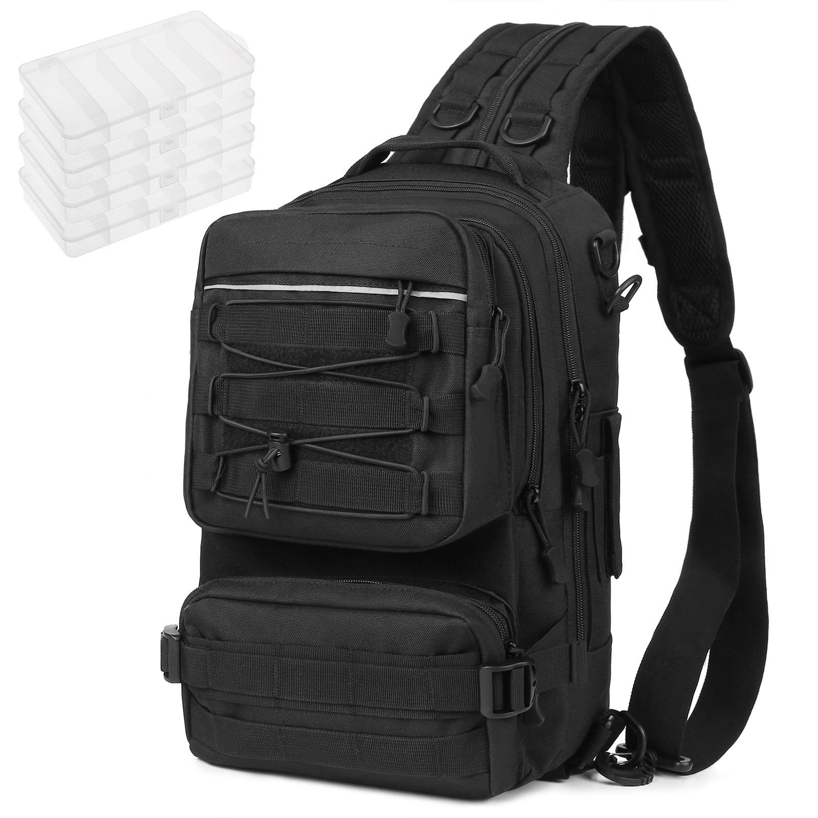 Fishing Tackle Backpack with 4 Trays Storage Bag Outdoor Shoulder Backpack Water-Resistant Fishing Gear Bags with 4 Tackle Box