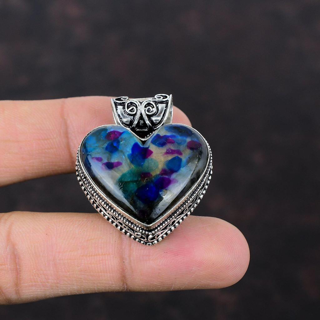 Ciondolo in labradorite multi fuoco Bellissimo ciondolo in pietra preziosa Ciondolo in argento sterling 925 Gioielli antichi Ciondolo vintage fatto a mano Regalo di nozze