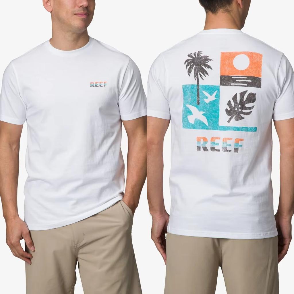 Men's T-shirt Reef Brand Print Casual Pure Cotton Oversized Y2k Tops Women's Short Sleeve Crew Neck Tee Comfortable Vacation Top