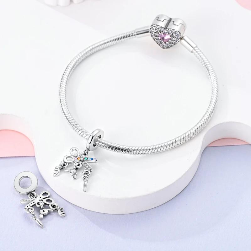 Charms Platacreative Scissors Stand Hair Comb Beads Fit Originalbracelets Charms For Women Jewelry Diy Making Gifts
