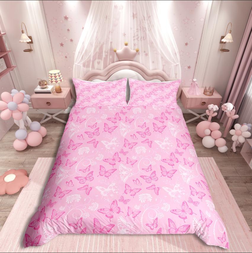 

Homewish Flying Butterfly Duvet Cover Set,Cherry Blossom Bedding Set,Flower Animal Comforter Cover Set DE XS 100x135cm 2pcs&set