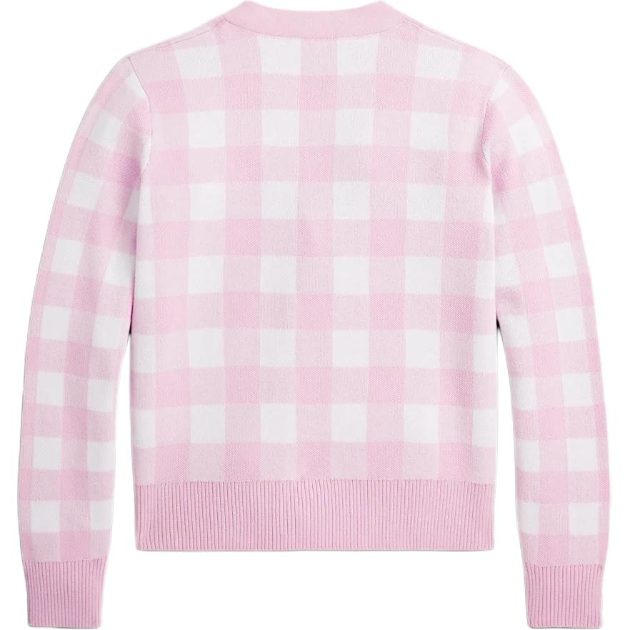 Polo Ralph Lauren Sweater Ss24 Plaid Print V-Neck Long Sleeve Knit Kids sweater Pink CWPOSWEG6820443-650