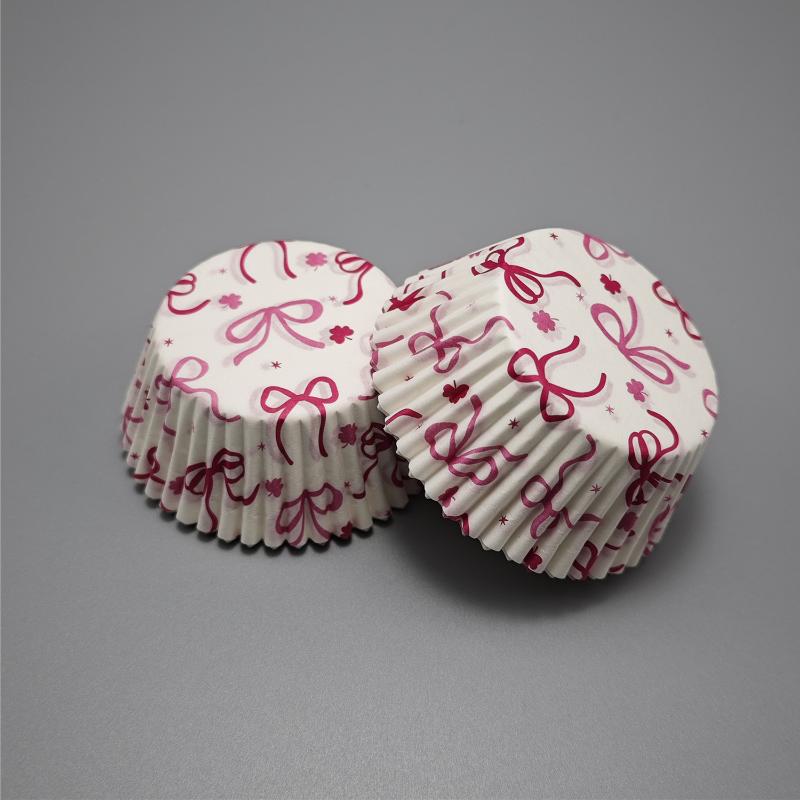 Paper Baking Cups 100PCS Bow Cake Cups Cupcake Molds Holder for Muffin Homemade Cake Events