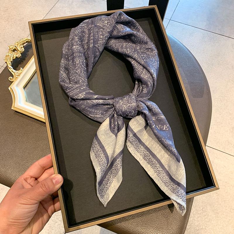 Double-sided Imitation Silk Wool Scarf Silk Scarf Women's New Neck Scarf Shirt Small Square Scarf Scarf Mother Gift