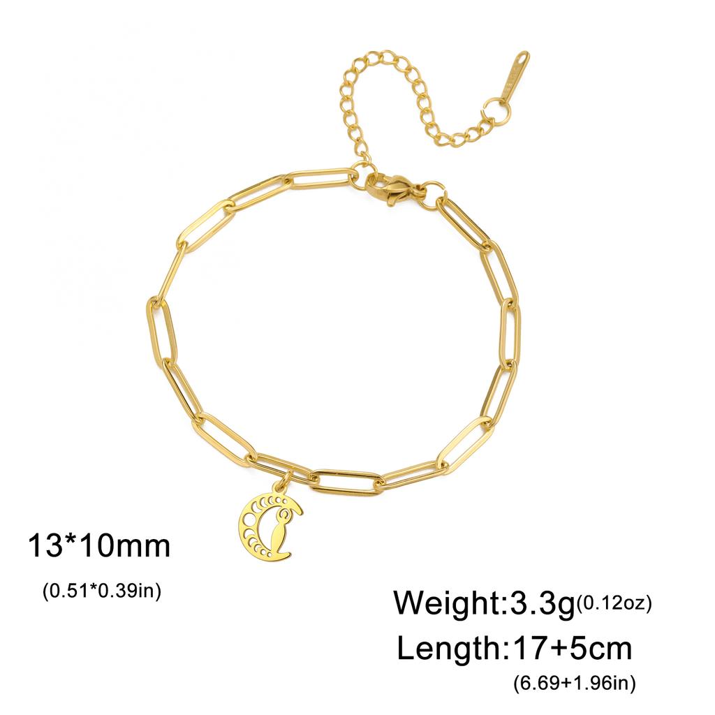 LIKGREAT Classic Crescent Triple Moon Goddess Bracelets Stainless Steel Wicca Hecate Fertility Amulet Jewelry Lucky Women Gifts