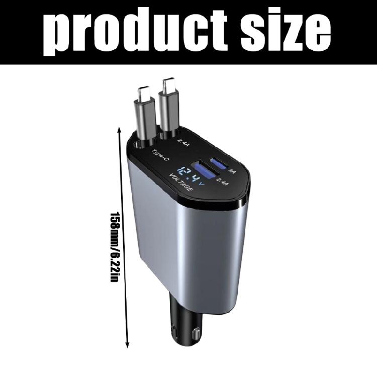 120W Car Chargers with Double  Type C Ports & Heat Resistant Aluminum Designs Vehicle Chargers Simple Installs for Phone 15