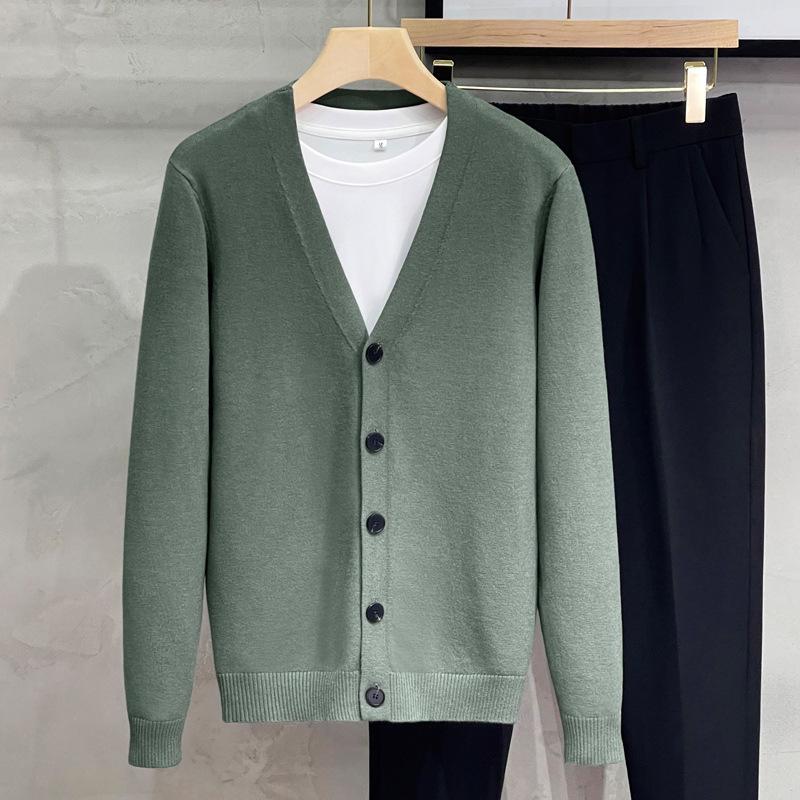 

Мужской модный вязаный кардиган-свитер с V-образным вырезом - корейский стиль