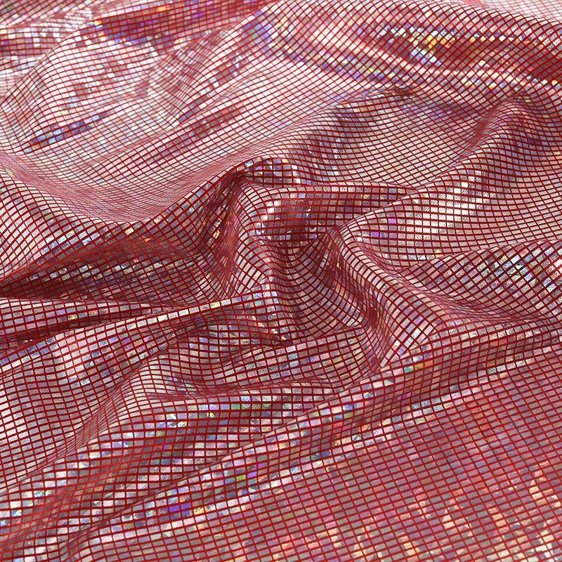 

Laser Iridescent Embossed Gold Fabric Colorful Shining Glass Flower Square Fabric for DIY Toy Background Decor Performance 100x150cm