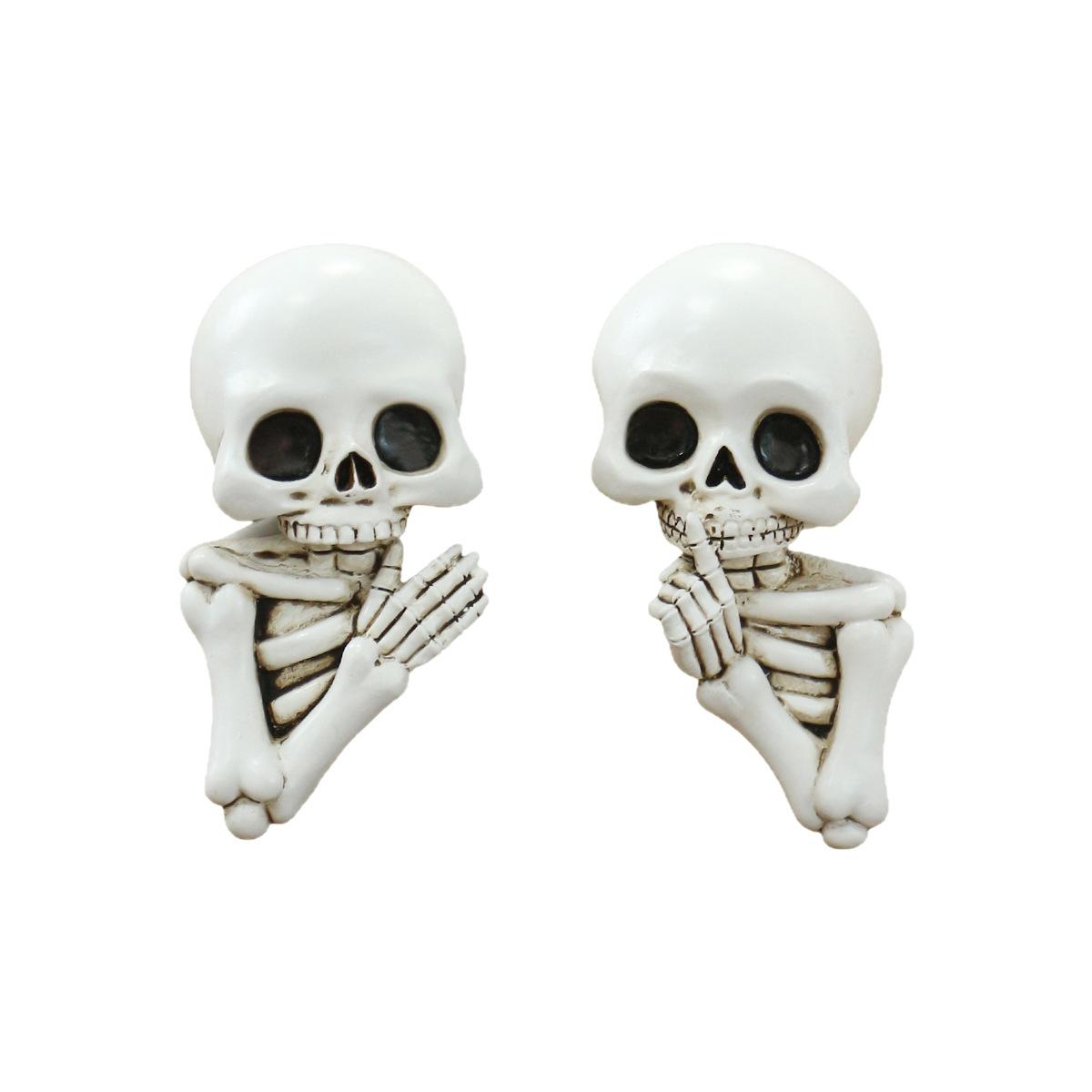 

Halloween Skull Resin Ornament Ghost Head Wall Stickers Switch Decals Spooky Home Room Party Garden Micro Landscape Bonsai Decor