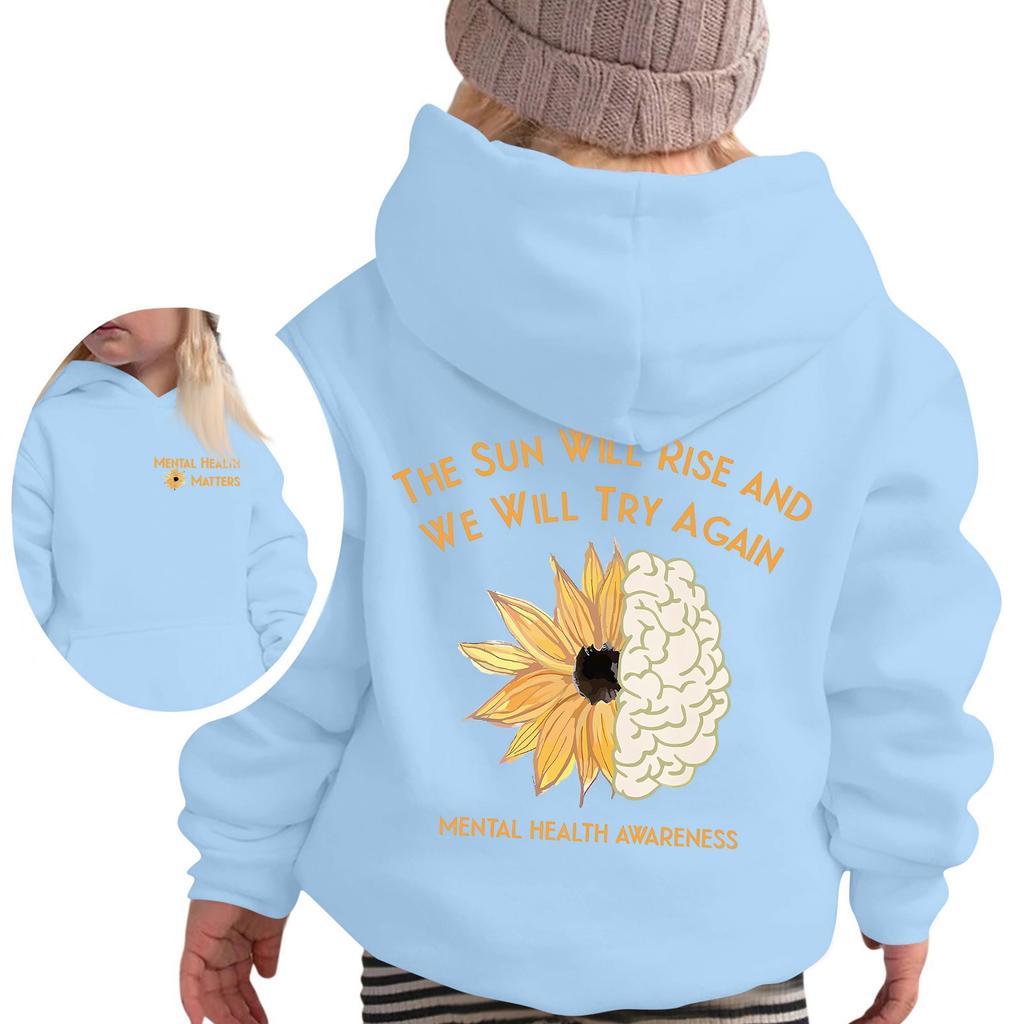 Children's Pullover Sweatshirt Long Sleeve Casual Hoodie Comfortable Loose Lightweight Pullover