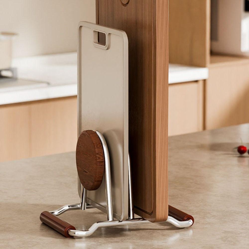 Stable Cutting Board Holder Rustproof Space-saving Pot Lid Organizer Anti-slip Heavy-Duty Pot Cover Shelf Kitchen Accessories