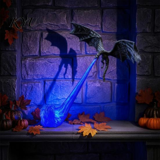 Dragon Bookshelf Decor Nook Light with LED Flame Effect, Fantasy Shelf Decor, Book Flying Display Ornament for Study Room Reading Corner Library