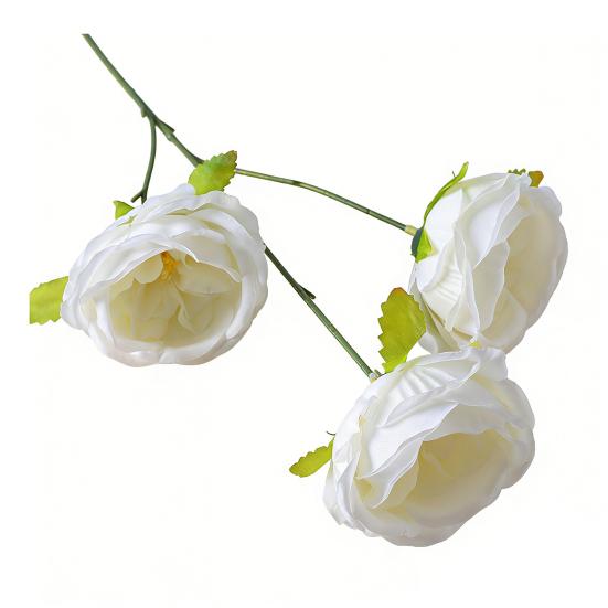 26" Artificial Rose Flower Realistic Fake Silk Rose Flower with Long Stems 3 Heads Full Blooms Faux Flower Branch for DIY Bridal Bouquet Home Wedding