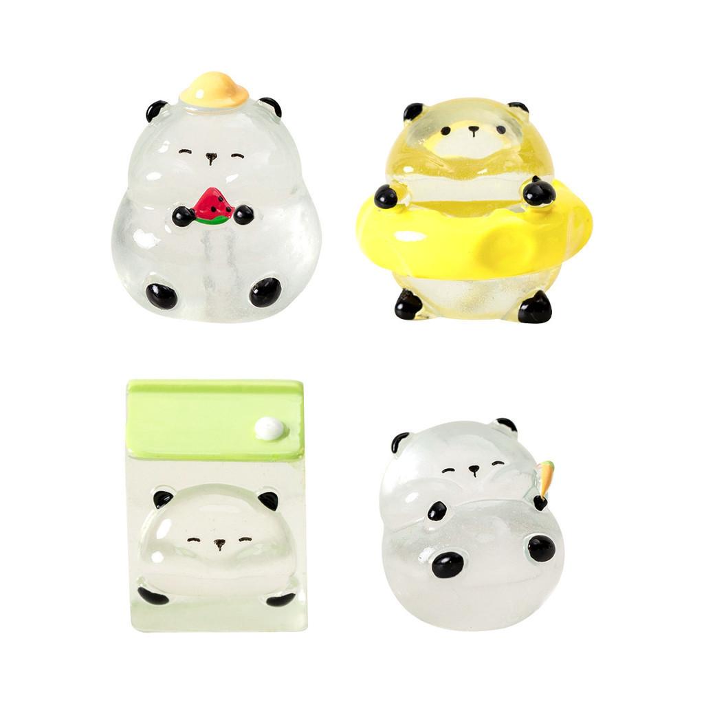 6Pcs/lot Cute Luminous Panda Animal Miniatures Mini Figurine Glow In the Dark Fairy Garden Decoration Micro Landscape