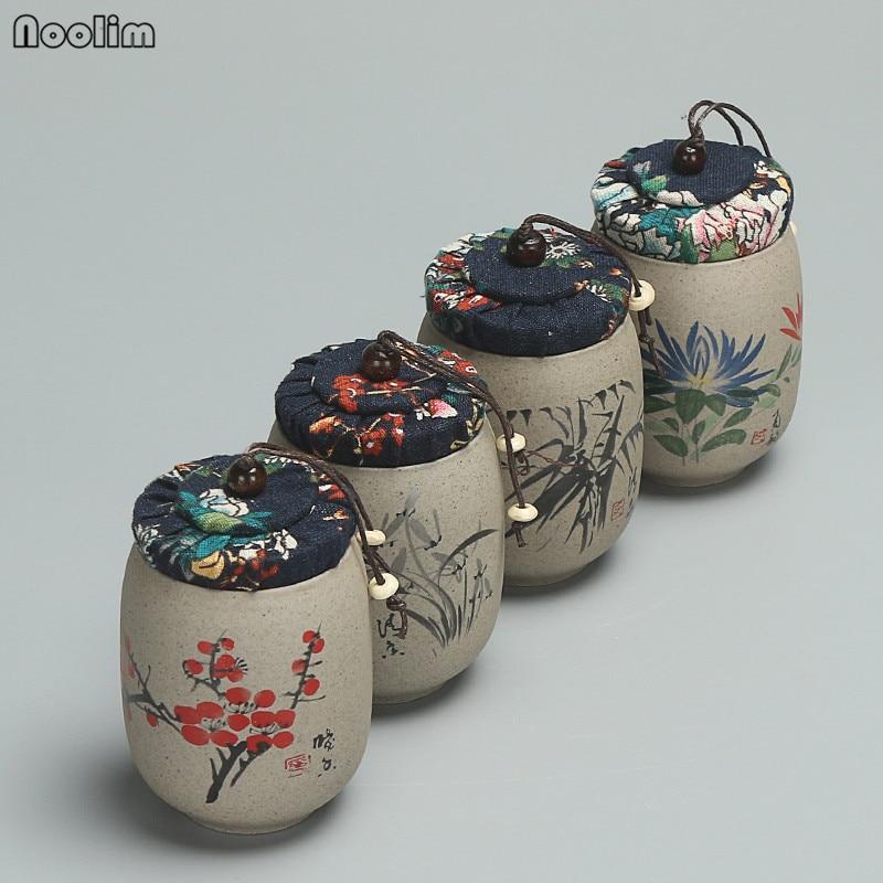 Cutie de ceai pentru ceramică brută Puer Cutii portabile de călătorie Canistra din ceramică din porțelan Borcan de depozitare Kung Fu