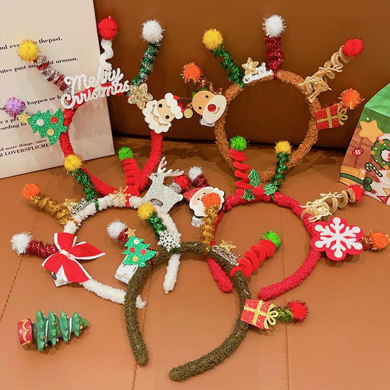 1PC Cute Hairband Merry Chritmas Christmas Party Favors Christmas Twisted Headband Santa Claus Xmax Tree Hair Accessories