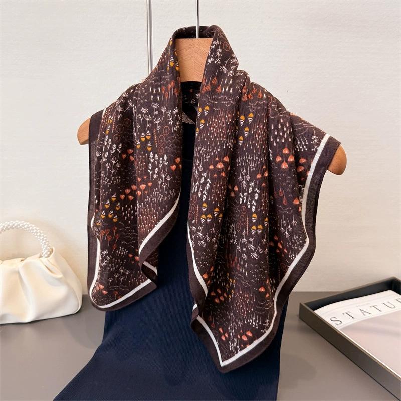 68Cm Small Square Feminine Scarf Hijab Elegant Cotton Feeling Headband Kerchief Vintage Headscraf Shawl Wrap
