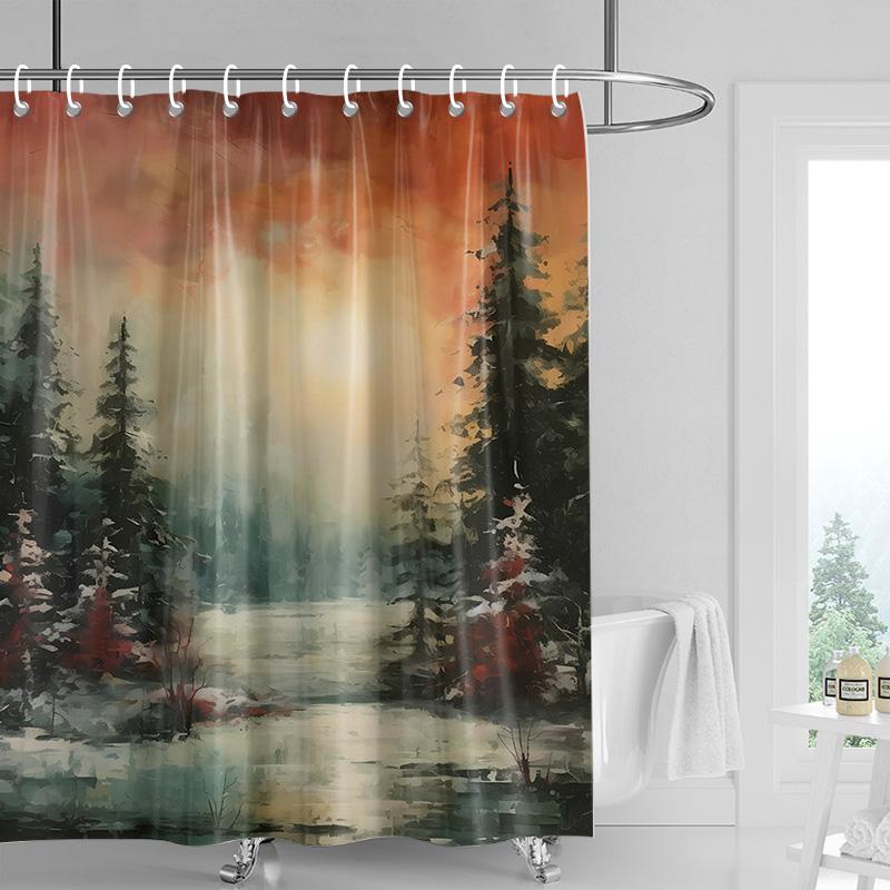 Dekoracja domu zasłony prysznicowe do łazienki wodoodporna tkanina zasłonowa Nowoczesny styl skandynawski Salon Wesołych Świąt zima
