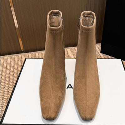 Woman Booties New French Retro Versatile Temperament Women's Boots Suede Short Boots Women's Ankle Boots
