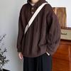 Men's Japanese Coffee Color Hooded Knit Sweater - Warm, Loose Fit for Autumn/Winter