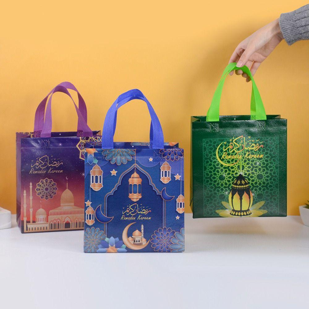 

4 Pcs Nonwoven Ramadan Packaging Bags Moon Castle Star Candy Bags Children фиолетовый