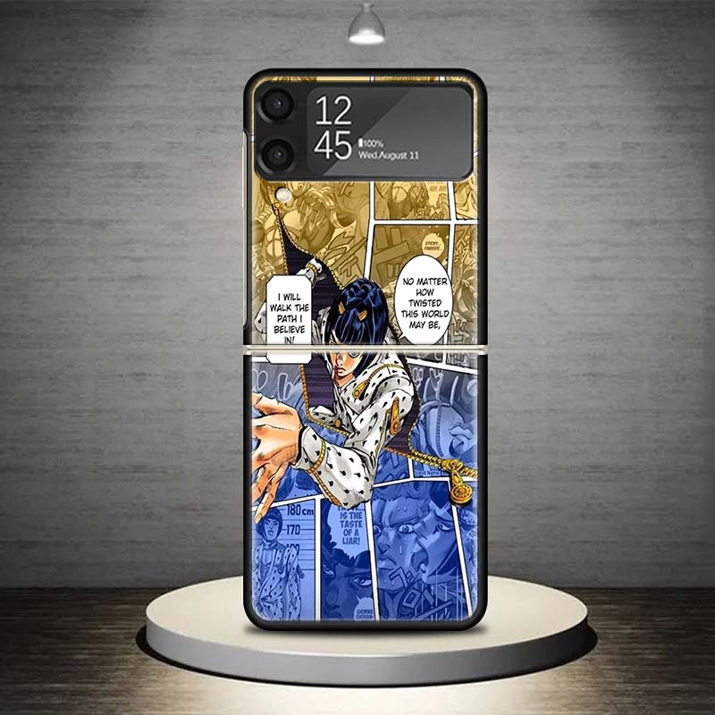 JoJo Adventure Bruno Buccellati Phone Case For Samsung Galaxy Z Flip 7 6 5 4 3 5G Shockproof Cover Z Flip7 Flip6 ZFlip5 Flip3 Fl