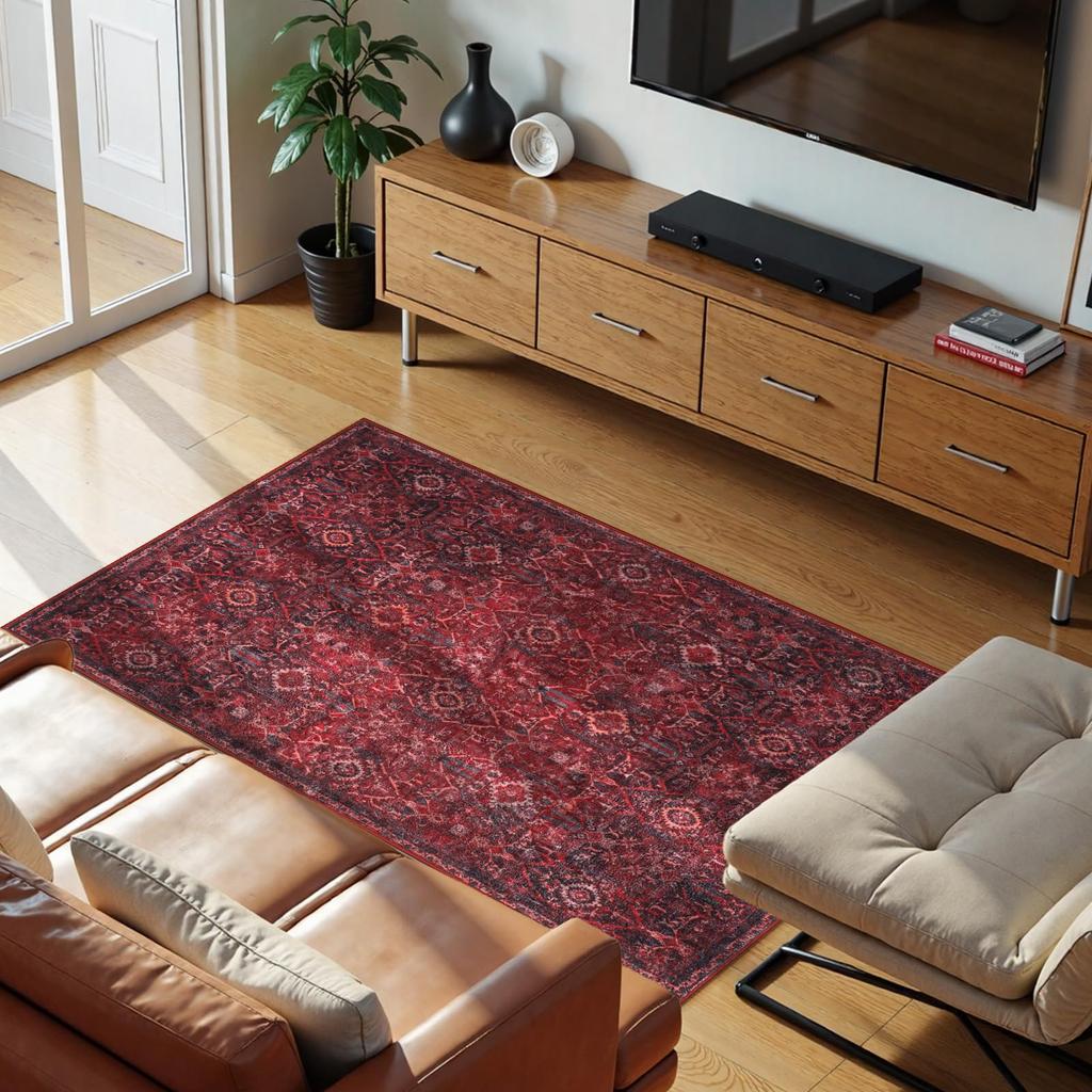 HAOCOO Washable Summer Memory Dust Mite Odor Living Dining Chair Antique Floral Pattern Persian-Style Rug, 90x150cm, Rug, All-Season, Fluffy,