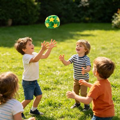 Portable Soccer Footbag for Kids, Soft Juggling Ball, Handmade Colorful Hacky Kick Balls for Backyard Beach