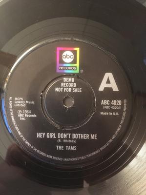 7-Zoll Schallplatte TAMS - Hey Girl, Don't Bother Me  ABC4020PROMO ABC Records 1974 UK Soul/Funk Gebraucht