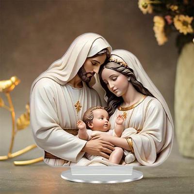Nativity Jesus Birth Christmas Table Centerpiece Xmas Decoration 22.7x22.5cm Traditional Decorative