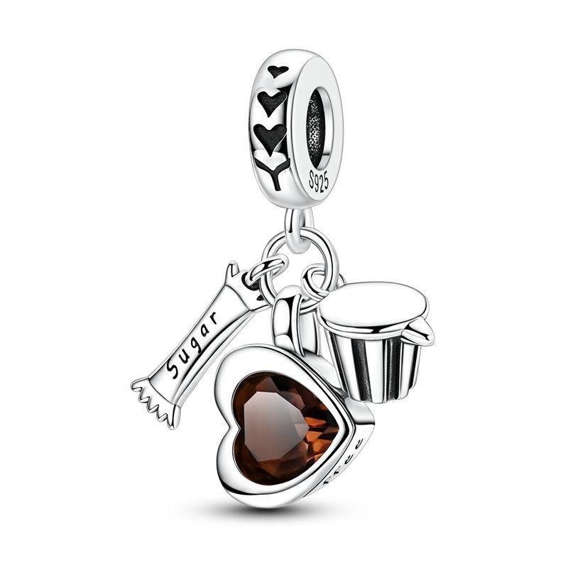 Classic Coffee Cup Charm Bead Components Tea Cup Bead Components Compatible With Authentic Original Bracelet High Quality Fine Jewelry Necklace
