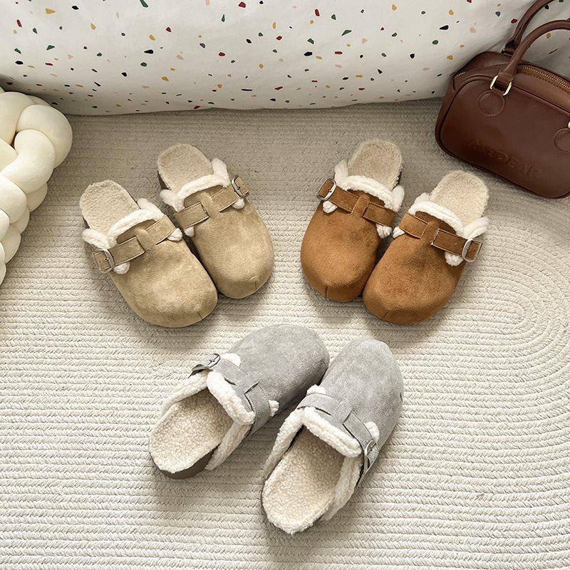 Retro Velvet Lazy Versatile Warm Cotton Slippers 2025 Autumn and Winter Fluffy Slippers Women's Fashion New