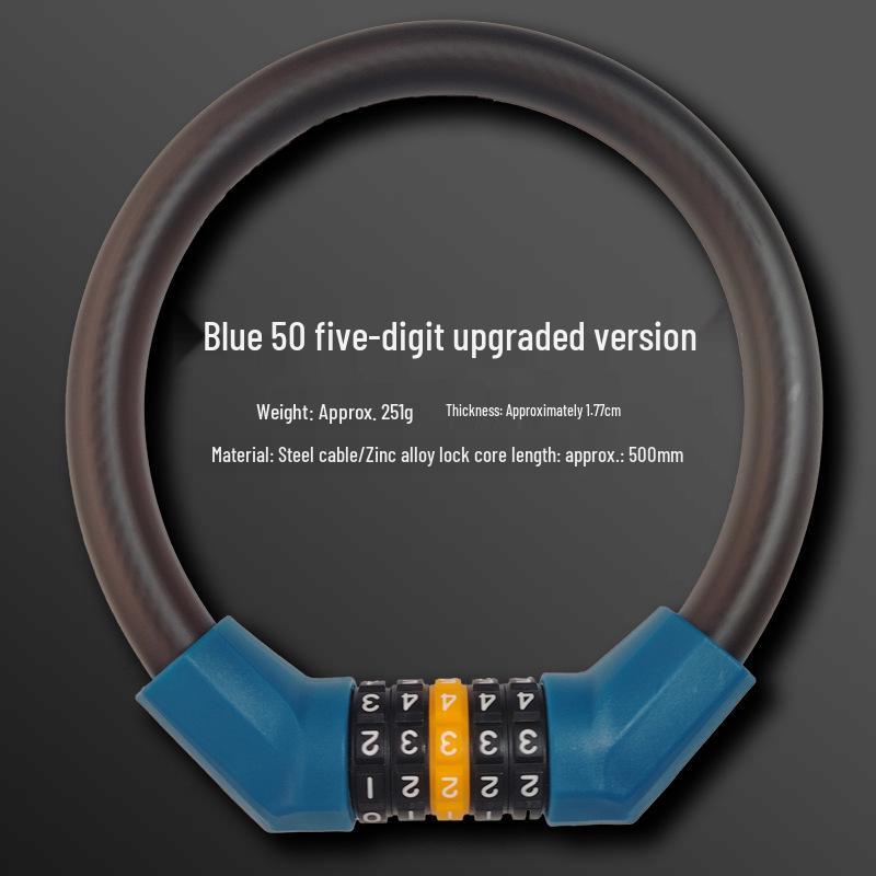 Waterproof Anti-theft Steel Cable Lock for Motorcycles, E-Bikes, and Helmets