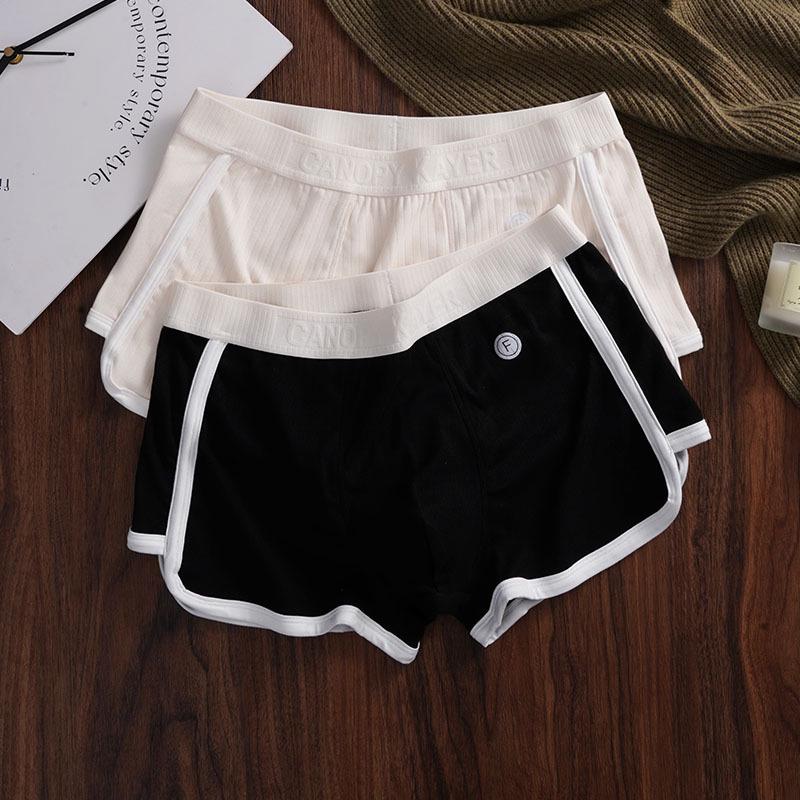 Men's Antibacterial Breathable Loose Fit Boxer Briefs Mid-Rise Striped Shorts