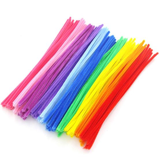 100Pcs Kids Pipe Cleaners Set Assorted Colors Long Fuzzy DIY Art Craft Flexible Preschool Education Children Chenille Stems Educational Toys Gift