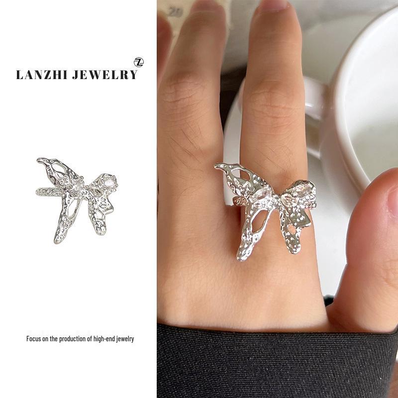 Bague chat Lanzhi en argent sterling 925 – Bijou de luxe léger pour index ouvert