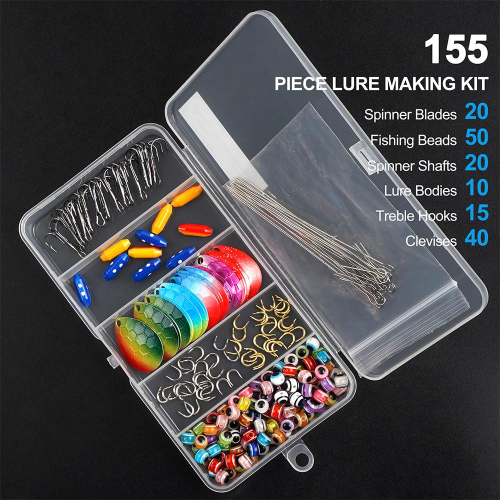 

155 шт. Набор для изготовления вращающихся блесен, металлические ложки, лепестки спиннеров, тройники, рыболовные вертлюжки, латунные грузила, бусины