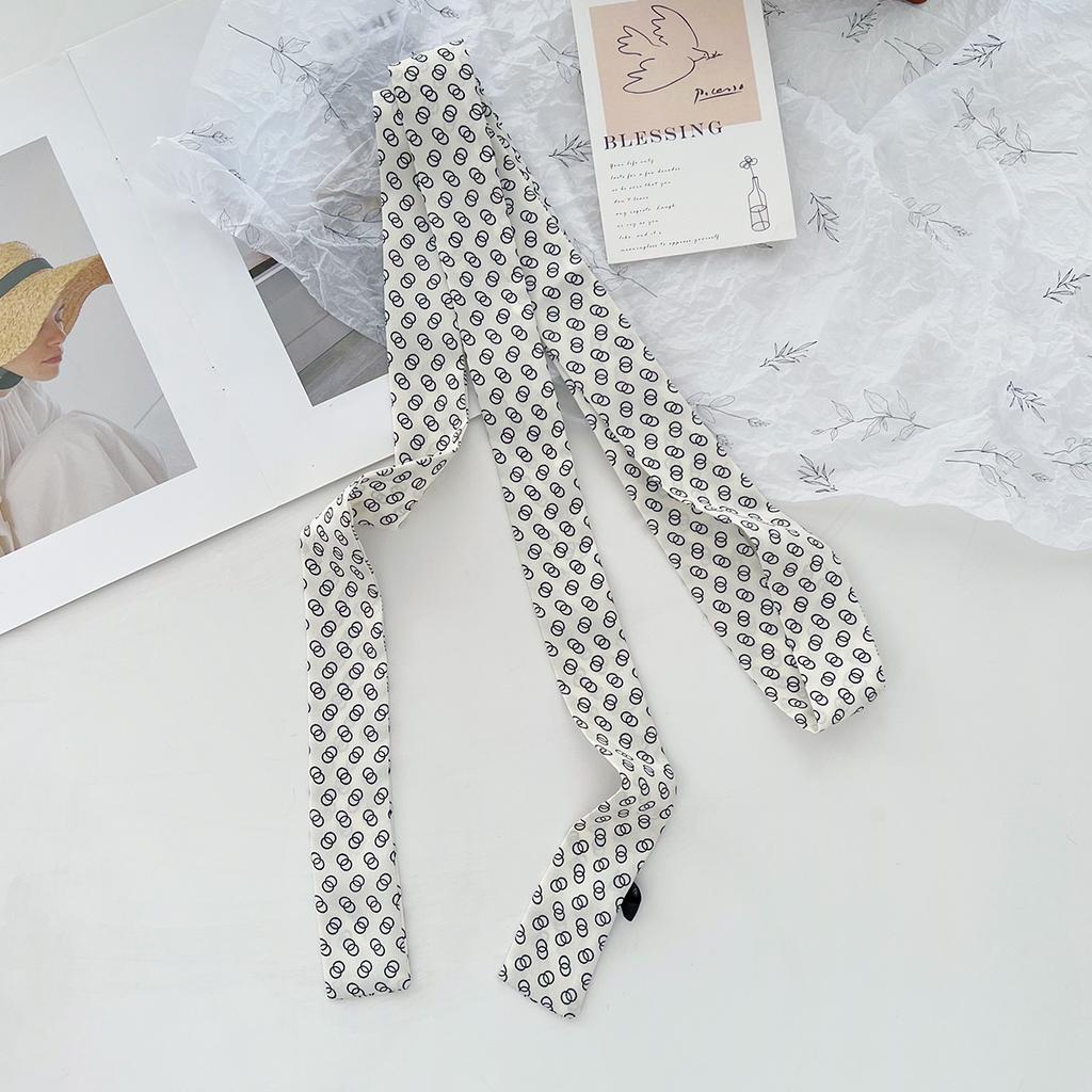Silk scarf, long strip, high-end sense, versatile, small scarf, accessories, spring and summer new products, retro polka dot headscarf, headband,
