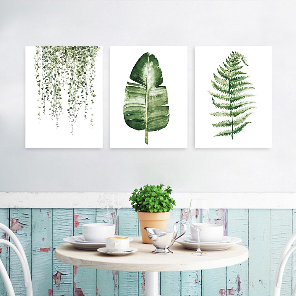 3Pcs Set Rural Style Green Plants Canvas Painting Picture Modern Living Room Bedroom Decoration