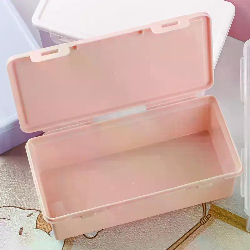Clear Colorful Pencil Box Large Capacity Plastic Organizer Storage Boxes For School Bulk Stackable Design Office Supplies