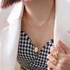 European Style Double-Layer Clover Pendant Necklace, 18K Gold-Plated Titanium Steel