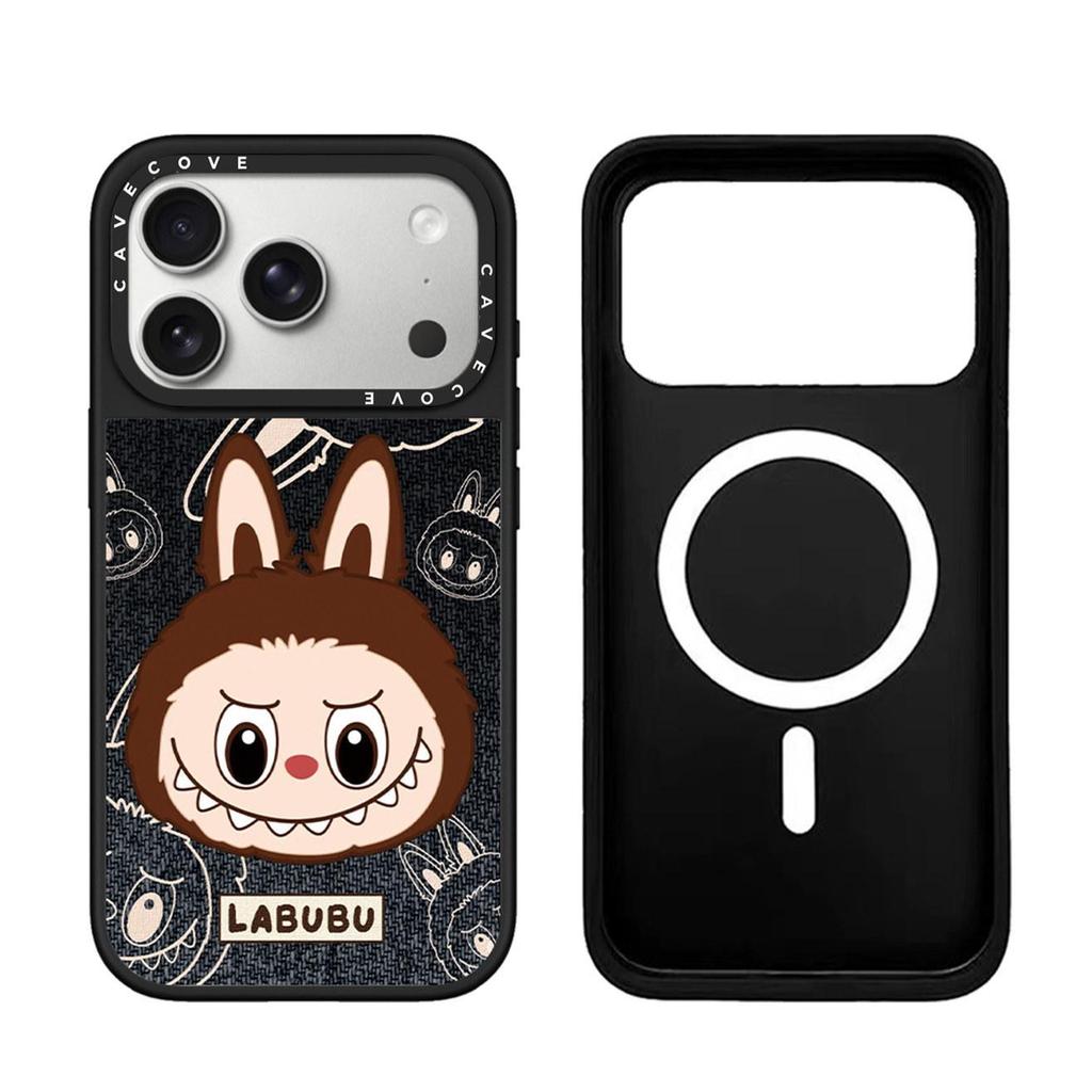 Denim Texture Fabric Phone Case for Apple 17 Promax/16PM/15 Pro/13 - Cute & Trendy Cartoon Design, Full Coverage.
