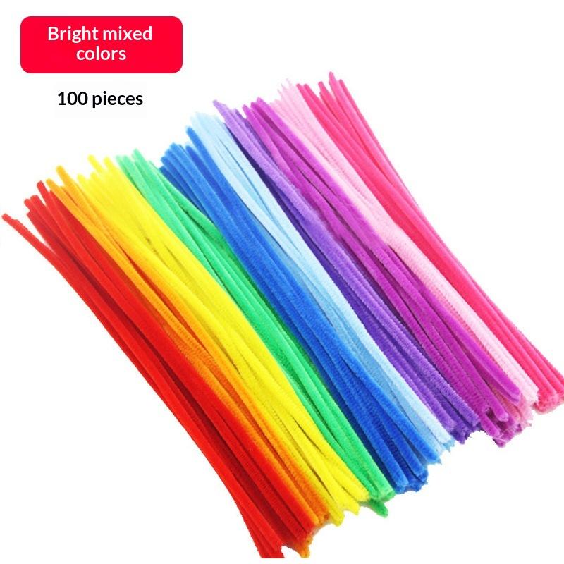 100Pcs Chenille Stems Toys Diy Strips Twist Bar Anvil Wire Craft Pipe Creative Hobby Children Plush Stick Chenille Sticks