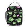 Sac à lunch isotherme motif grenouille mignonne de dessin animé sur feuilles de lotus pour femmes enfants Boîtes alimentaires portables Boîte à lunch thermique Sac fourre-tout