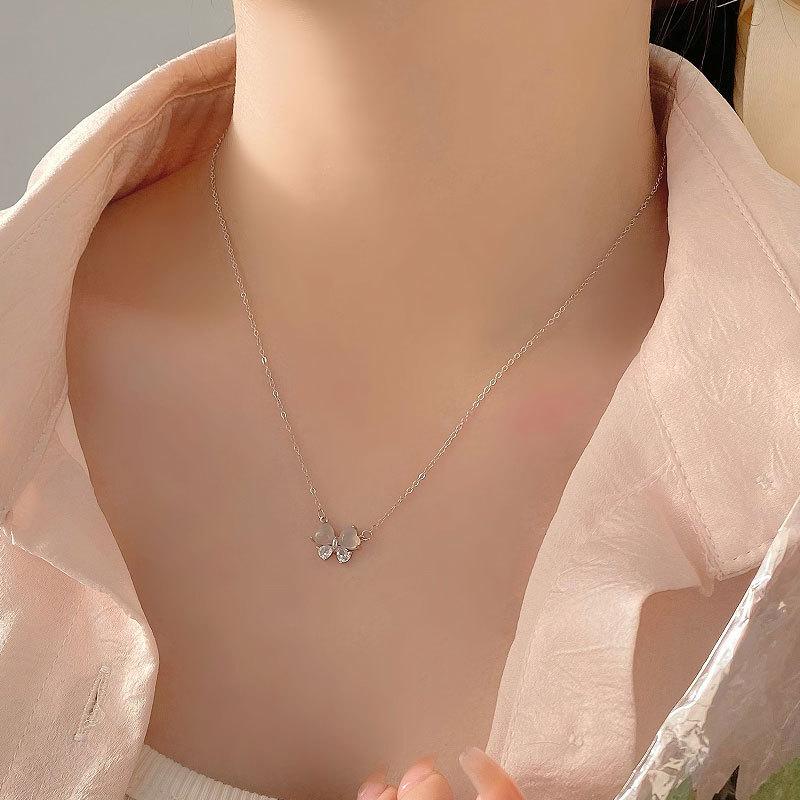 White Jade Marrow Bow Necklace, Sweet, Cute, Exquisite Collarbone Chain, Light Luxury, High-end Feel, Daily