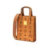 MCM Klassik Visetos Aged Leather Print Synthetic Leather Handbag Shopping Bag Mini Women's Brown with Brandy Color