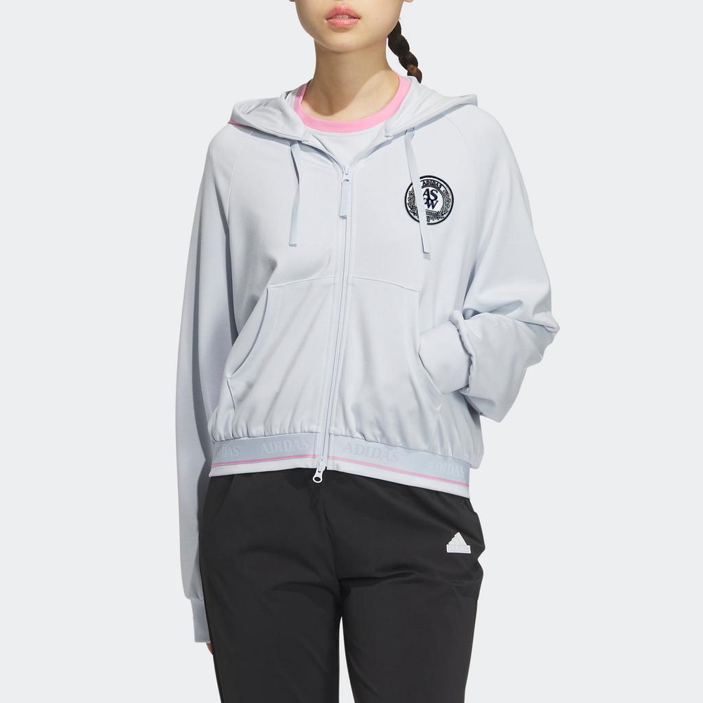 Adidas Verbiage Crop Jacket With Hood Women Jackets Light-Blue JE3605